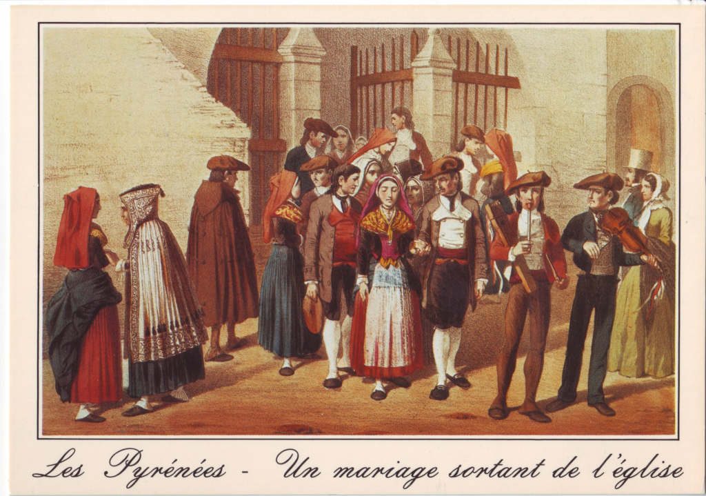 Indexation : Pyrénées, un mariage sortant de l'église##Epoque : Ancienne##Propriété : Folk-031-Roy