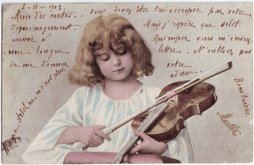 Indexation : Fillette au violon##Date : 1903 (manuscrit)##Epoque : Ancienne##Propriété : Série19,03-Roy